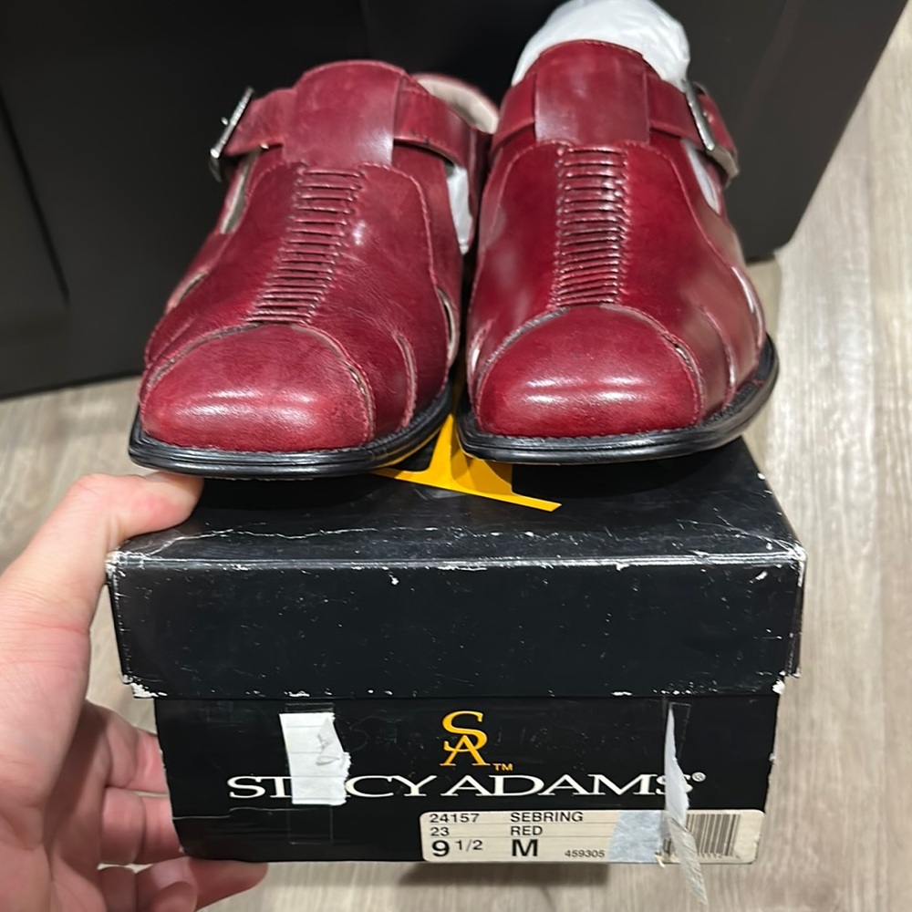 Stacy Adams Men's Burgundy Leather sandals